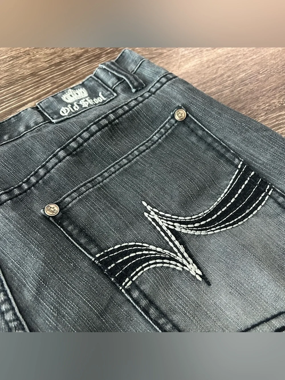 Vtg Old Skool Y2K Wide Leg Baggy Denim Jean Shorts Jorts Mens 38 Skater Grunge